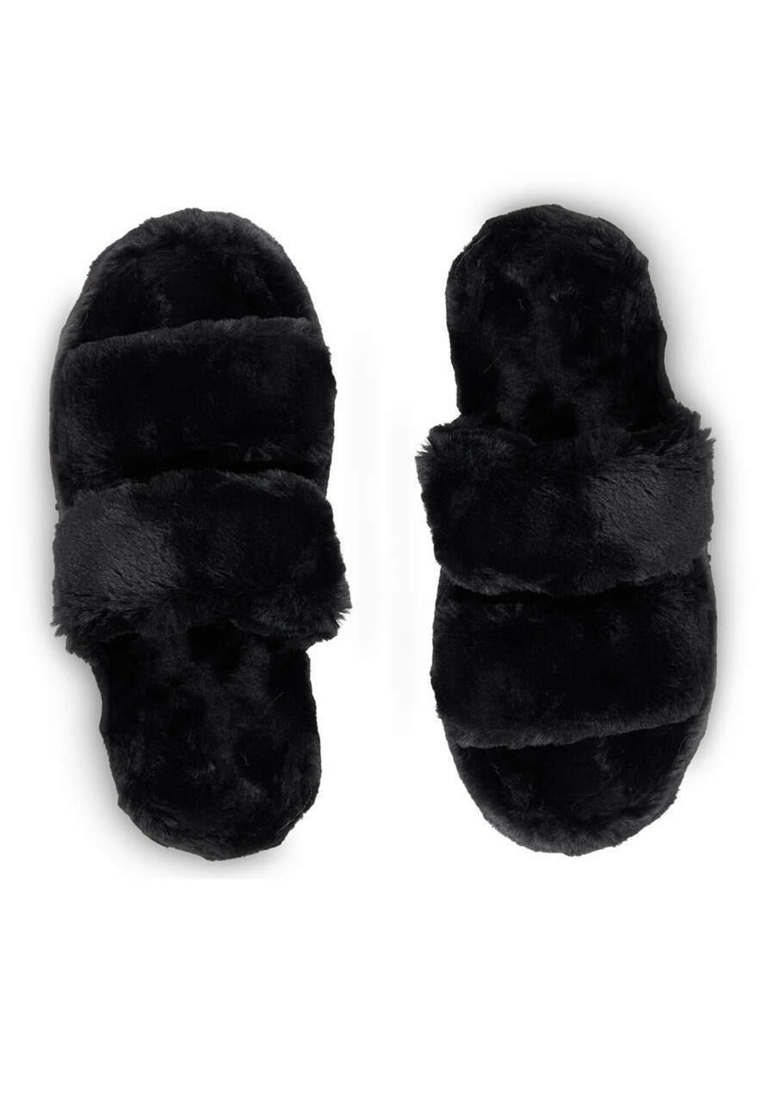 Black Faux Fur Platform Slippers - Fabulous Furs