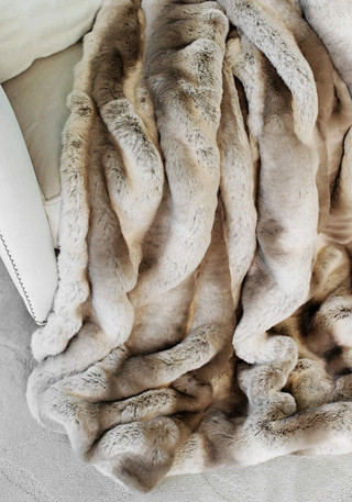 Couture Collection Truffle Chinchilla Faux Fur Throws