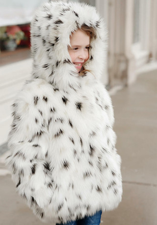 Kid's Snow Leopard Faux Fur Hooded Parka Kids Fabulous-Furs