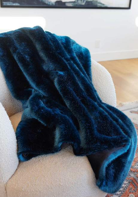  Couture Collection Sapphire Mink Faux Fur Throws 