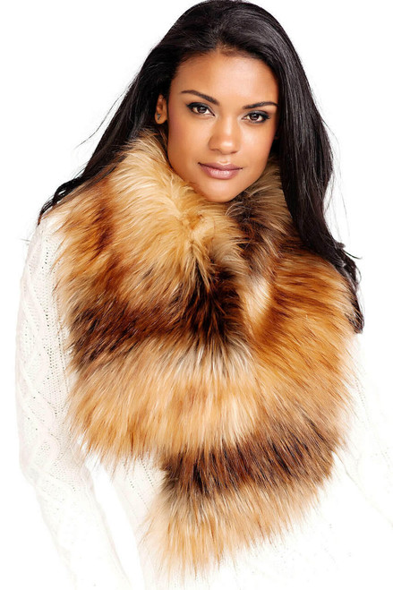 Fabulous-Furs Red Fox Faux Fur Clip Scarf 