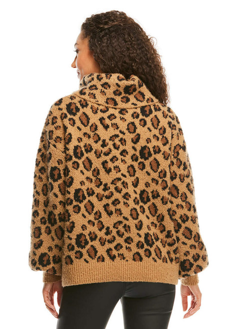 Fabulous-Furs Leopard Cowl Neck Sweater 