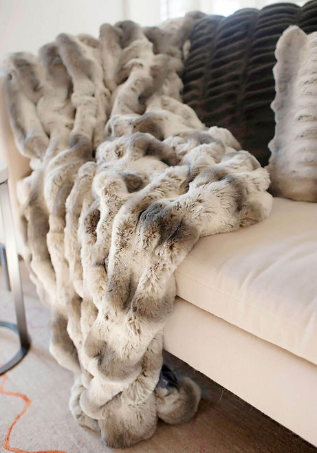 Fabulous-Furs Couture Collection Truffle Chinchilla Faux Fur Throws 