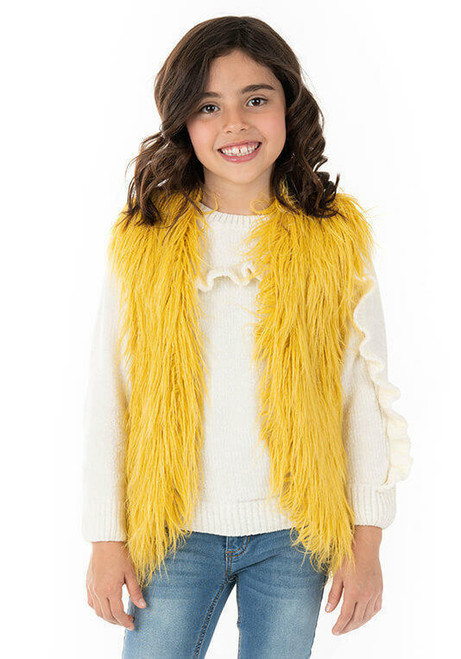 Fabulous-Furs Kid's Citron Tibetan Lamb Faux Fur Vest 