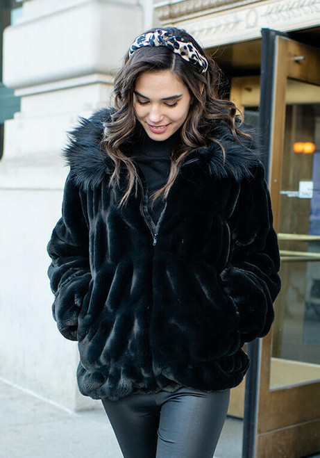 Fabulous-Furs Onyx Mink Faux Fur Couture Bomber Jacket 