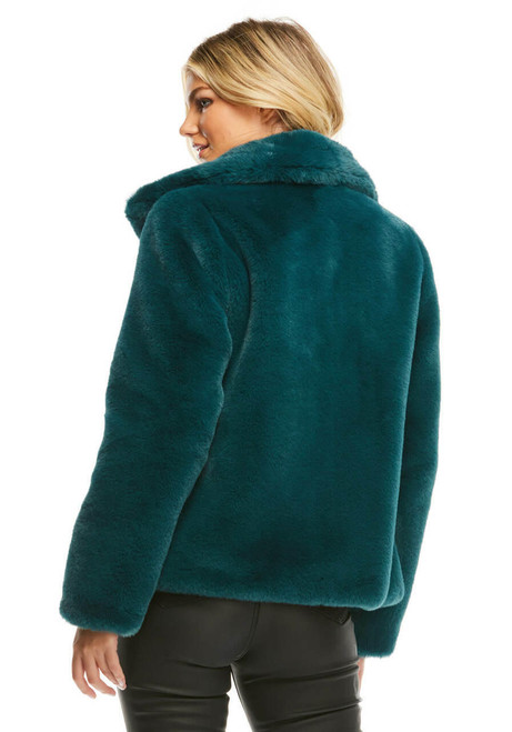 Fabulous-Furs Teal Faux Fur Every-Day Mink Jacket 