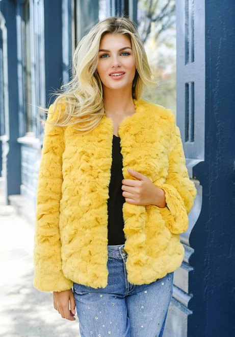 Fabulous-Furs Canary Faux Fur Upside Jacket 