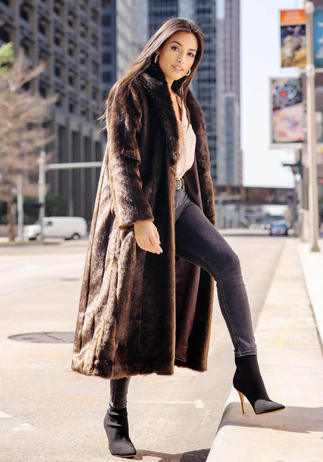 Fabulous-Furs Sable Signature Full-Length Faux Fur Coat 