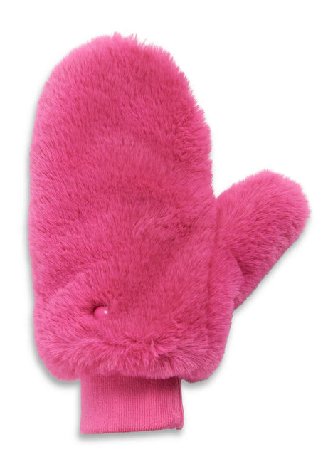  Hot Pink Faux Fur Le Mink Convertible Mittens 