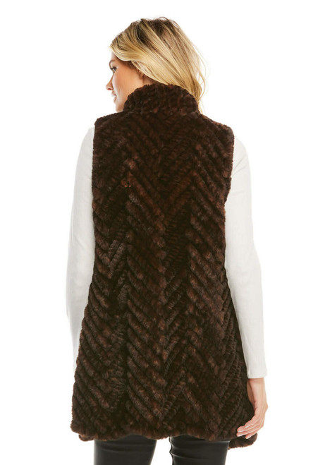 Fabulous-Furs Whiskey Faux Fur Knitted Gemma Vest 