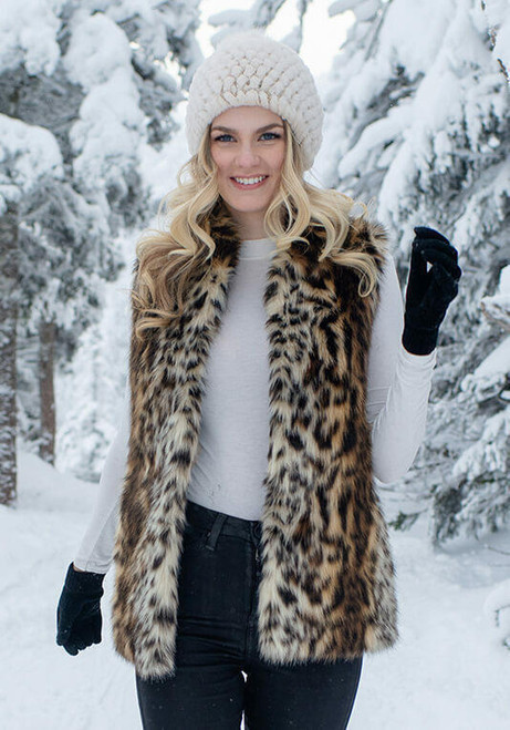 Fabulous-Furs Ocelot Faux Fur Hook Vest 