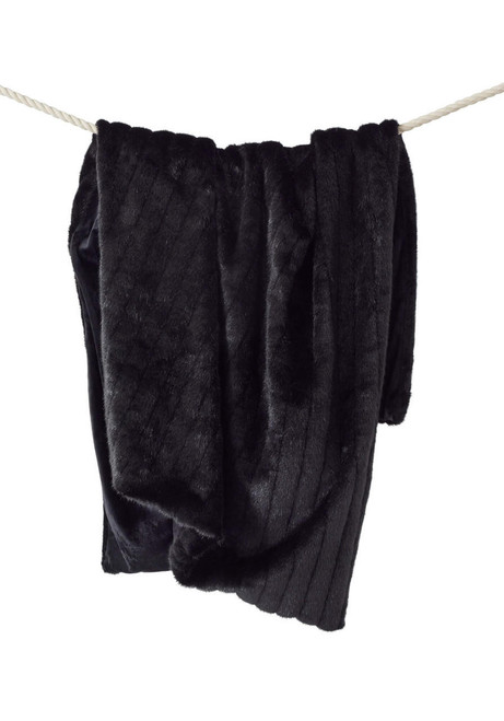 Fabulous-Furs Signature Series Black Mink Faux Fur Throws 