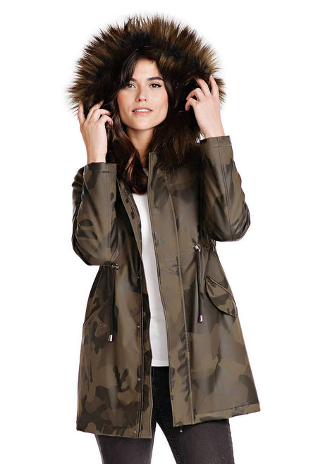 Fabulous-Furs Camo Anorak With Faux Fur-Trimmed Hood 