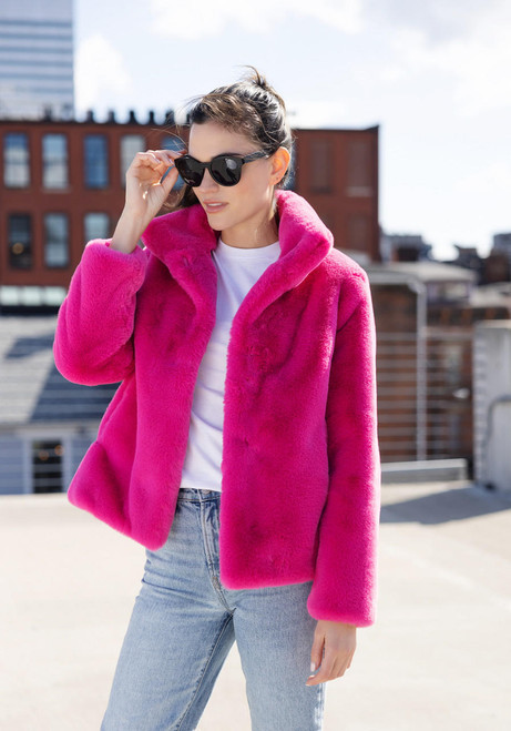  Hot Pink Faux Fur Every-Day Mink Jacket 