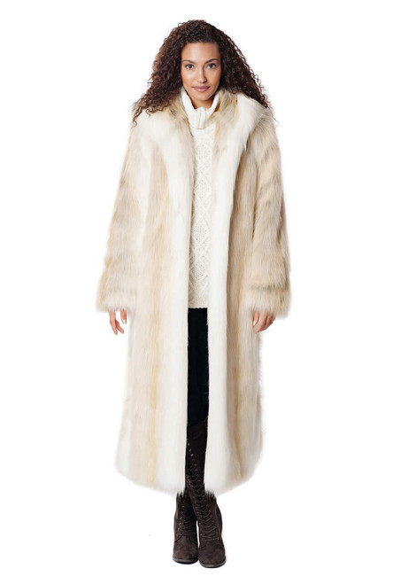Fabulous-Furs Arctic Fox Hooded Full-Length Faux Fur Coat 