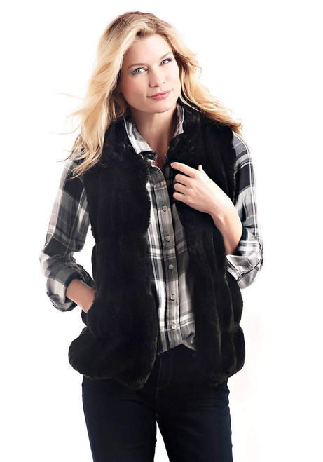 Fabulous-Furs Onyx Mink Faux Fur Couture Hook Vest 