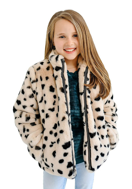 Fabulous-Furs Kid's Wild Cheetah Faux Fur Every-Day Zip Jacket 