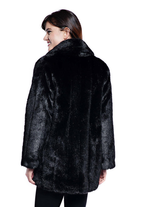 Fabulous-Furs Black Mink Faux Fur Classic Jacket 