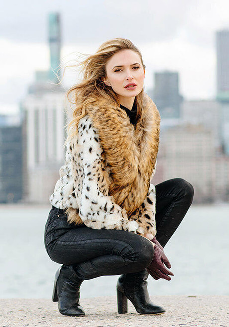 Fabulous-Furs Leopard City Chic Faux Fur Jacket 