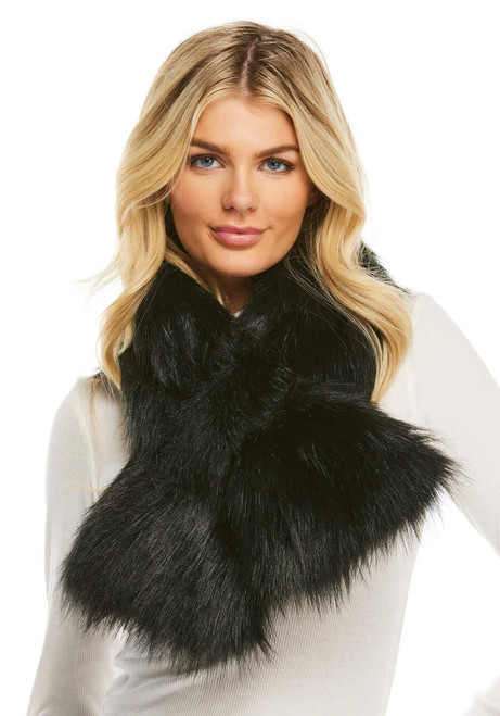 Fabulous-Furs Black Fox Faux Fur Loop Scarf 