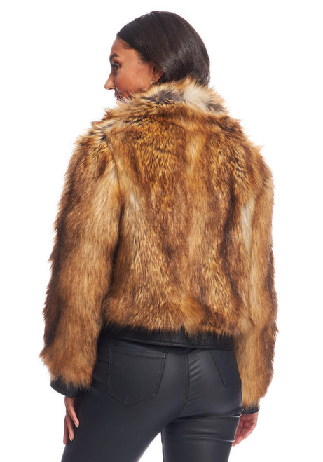  Gold Fox Faux Fur Auto Pilot Bomber Jacket 