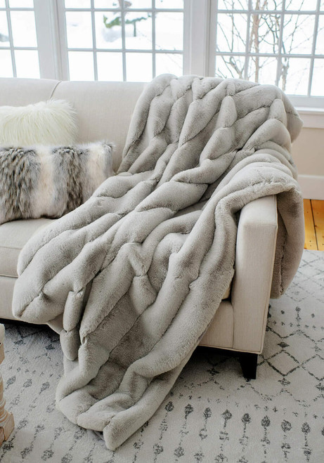 Fabulous-Furs Dove Faux Fur Posh Throw 