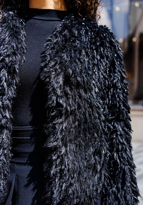 Fabulous-Furs Black Faux Fur Hit the Lights Jacket 