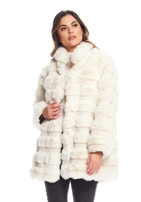 Fabulous-Furs Ivory Faux Fur Rainier Reversible Mink Coat 