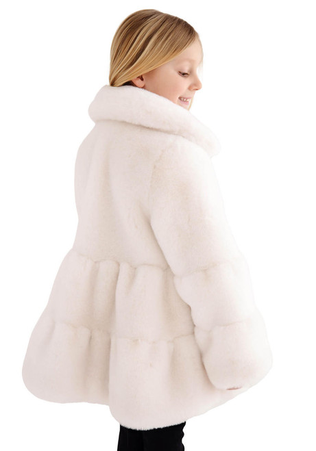 Fabulous-Furs Kid's Ivory Faux Fur CeCe Swing Coat 