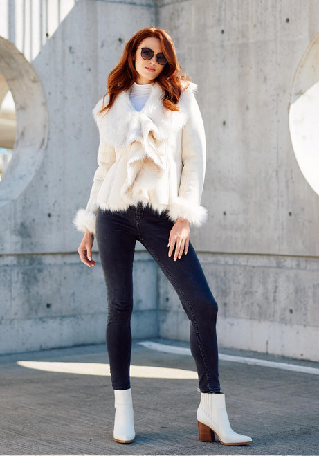  Ivory Faux Suede & Faux Fur Denali Cascade Jacket 