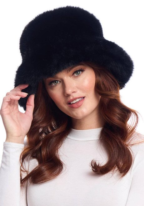 Fabulous-Furs Black Faux Fur Blake Bucket Hat 