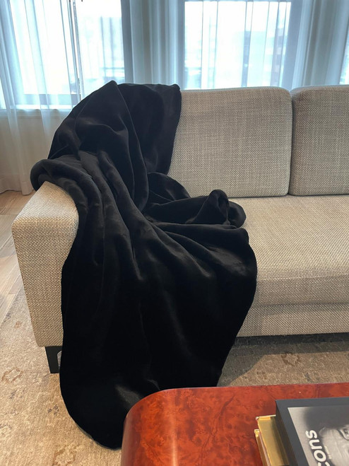 Signature Series Black Sheared Beaver Faux Fur Throws   Signature Series Black Sheared Beaver Faux Fur Throws