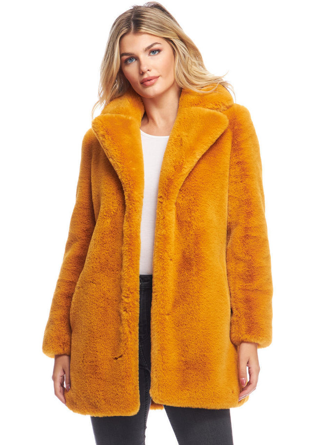 Marigold Faux Fur Le Mink Jacket Women's Coats & Jackets