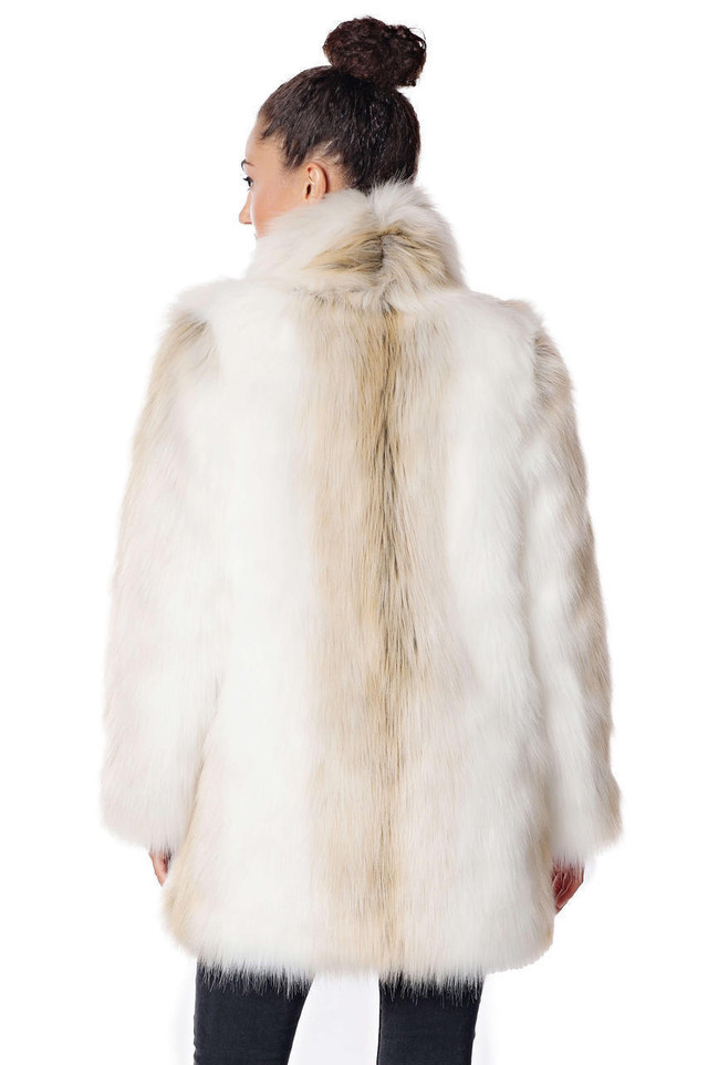 Arctic Fox Faux Fur Shawl Collar Coat -Fabulous-Furs