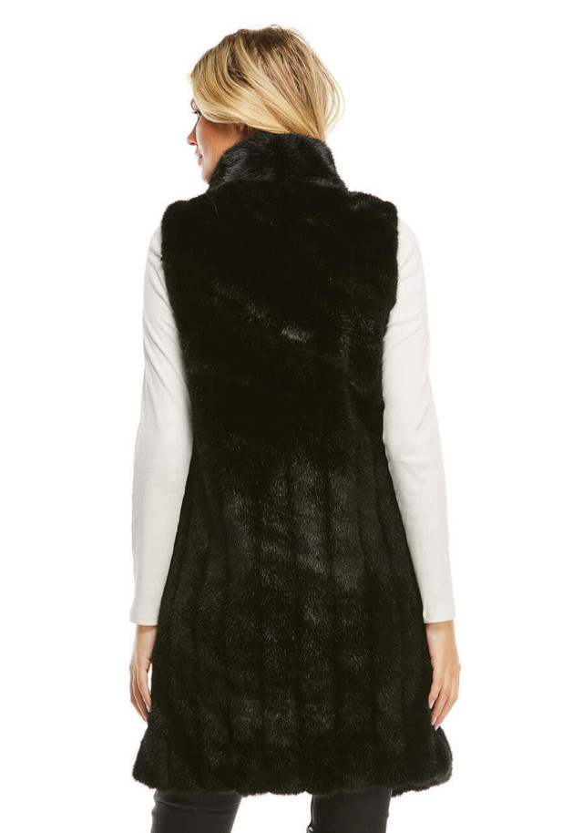 Black Mink Faux Fur Stroller Vest Collections Fabulous-Furs
