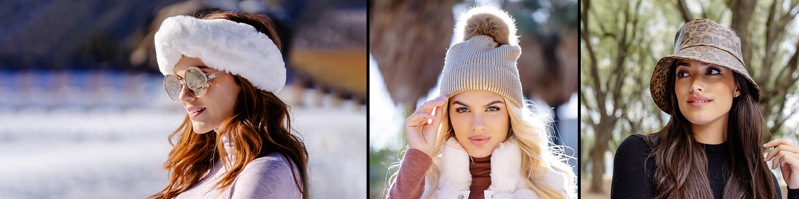 Faux fur hat and scarf set, Black and gray fake fur hat scarf