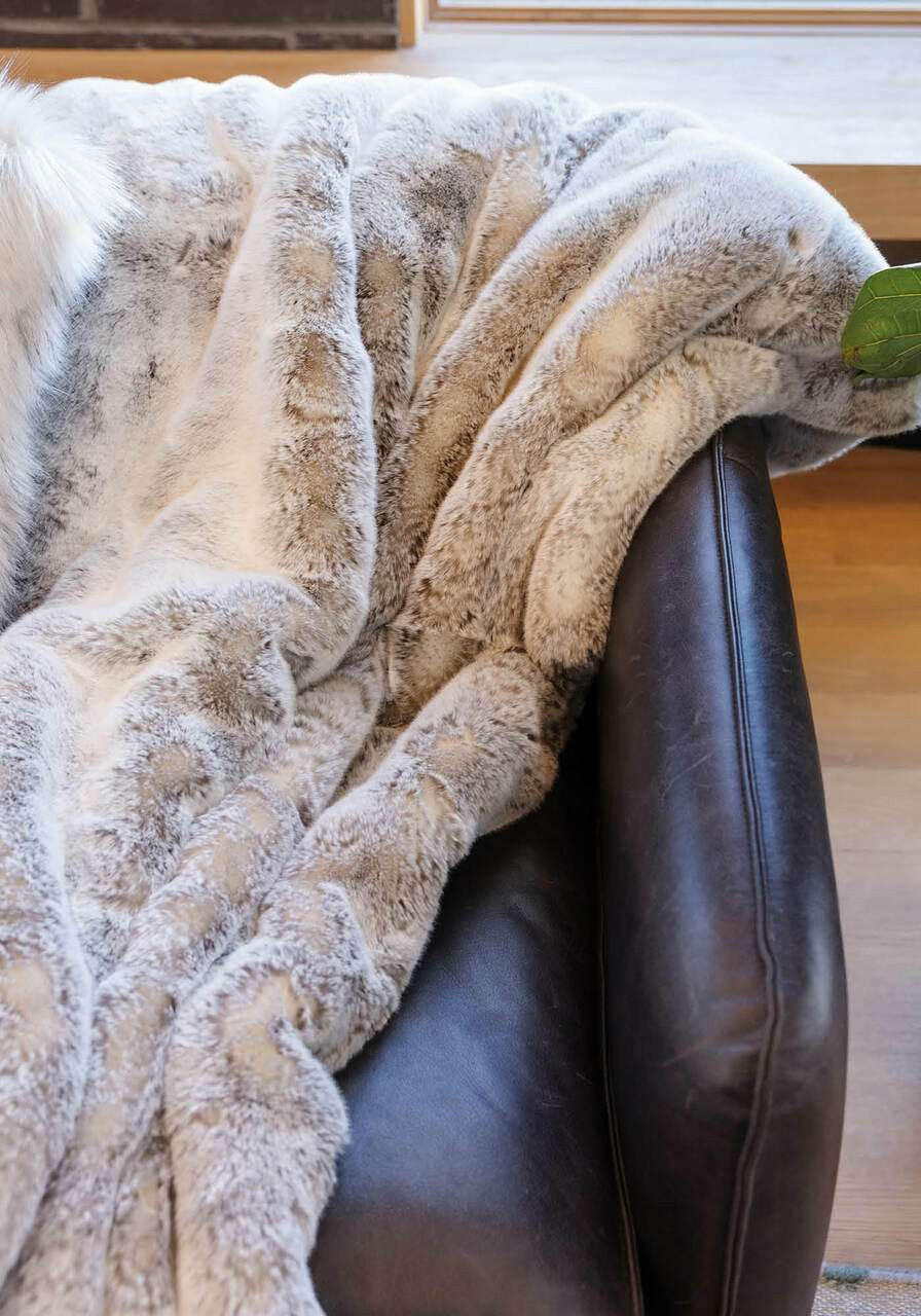 Couture Collection Sapphire Mink Faux Fur Throws