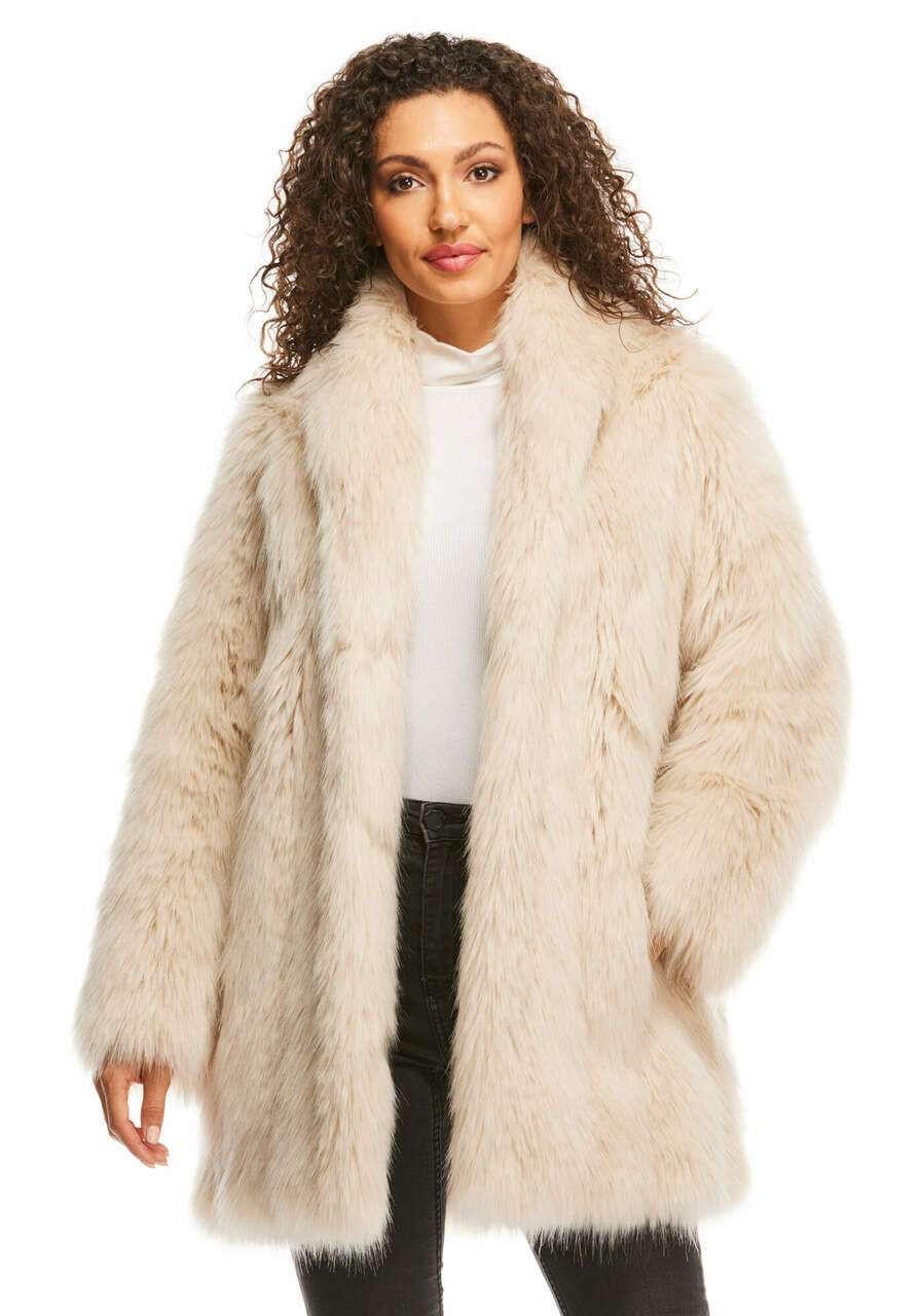 Smokey Fox Faux Fur Shawl Collar Coat - Fabulous-Furs