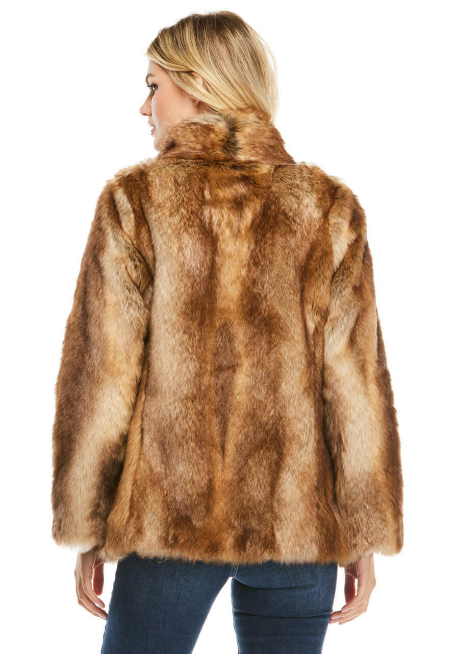 Red Fox Faux Fur Shawl Collar Coat Donna Salyers FabulousFurs