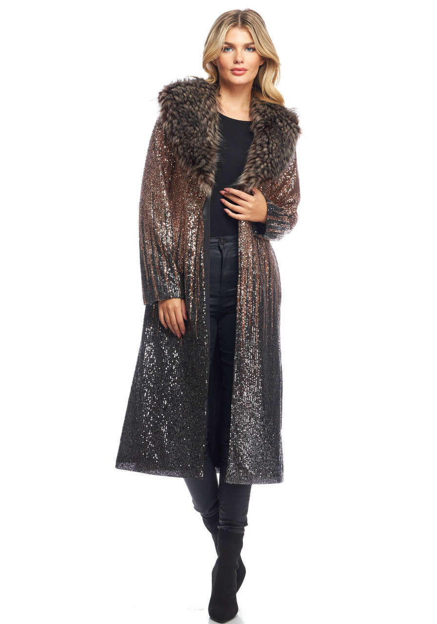 Karsyn Open Front Sequin Duster - Navy XS