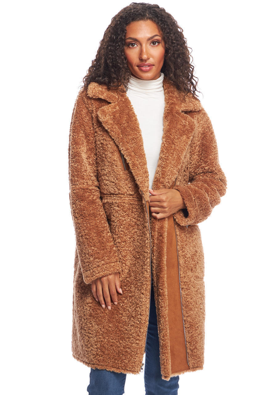 Toffee Faux Fur Tastemaker Zip Coat Women's Coats & Jackets