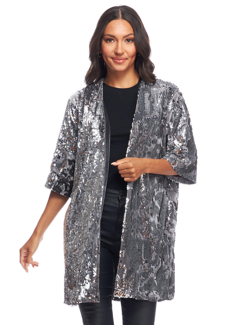 Karsyn Open Front Sequin Duster - Navy XS