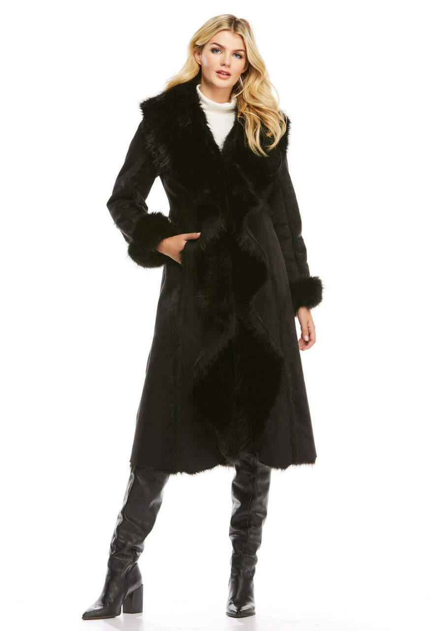Luscious Black Fox Fur Coat Knee Length
