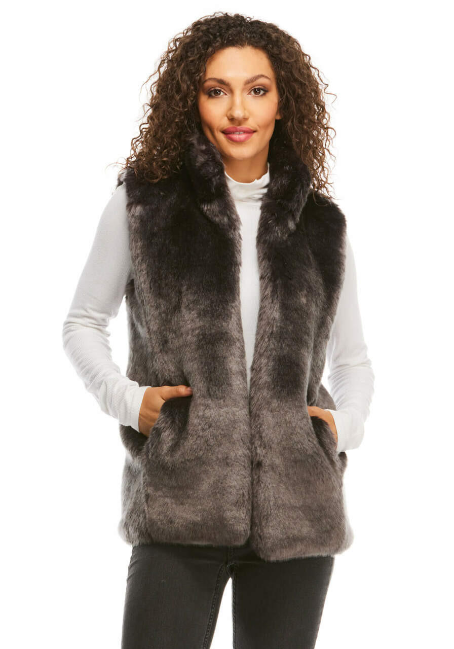 Black Mink Faux Fur Hook Vest - Donna Salyers Fabulous-Furs