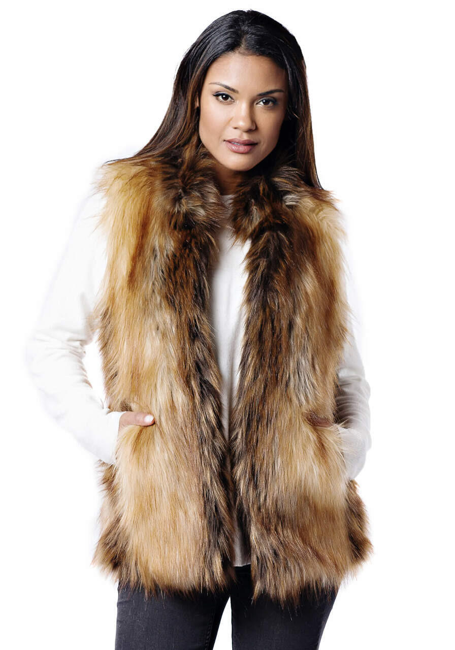 Black Mink Faux Fur Hook Vest - Donna Salyers Fabulous-Furs