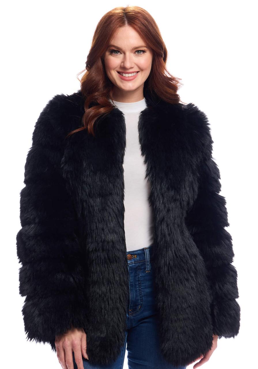 ジャケット・アウター sheller FOX fur cape coat BLACK Authentic black fox fur cape: FurHatWorld