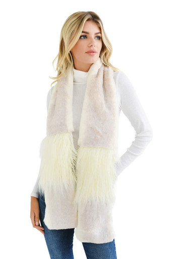 Champagne Mink Faux Fur In the Mix Scarf