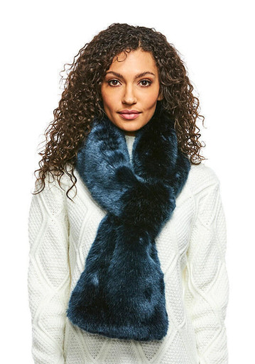 Steel Blue Mink Faux Fur Loop Scarf - Fabulous Furs