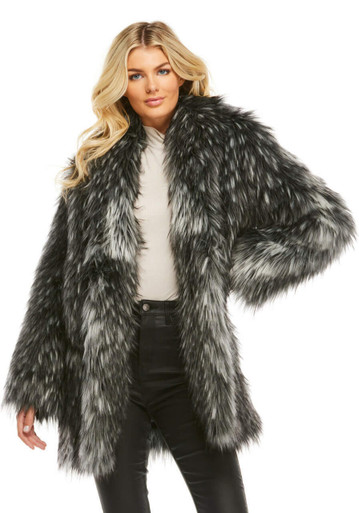 Smokey Fox Faux Fur Shawl Collar Coat