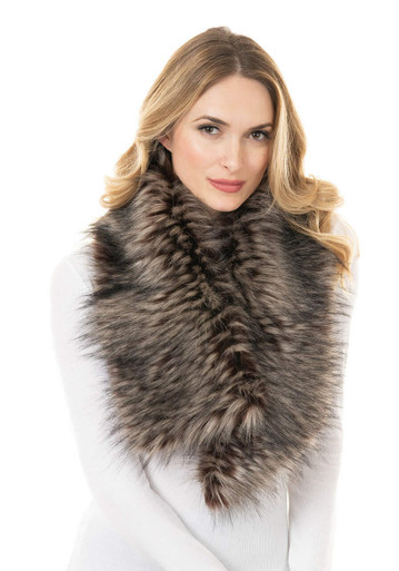 Spotted Wolf Faux Fur Clip Scarf Collections Fabulous-Furs